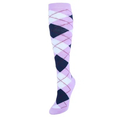 Ctm Women's Fun Colored Argyle Plaid Knee High Socks (1 Pair) In Purple