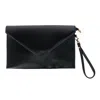 Ctm Women's Glossy Metallic Envelope Wristlet Clutch Handbag In Black