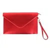 Ctm Women's Glossy Metallic Envelope Wristlet Clutch Handbag In Red