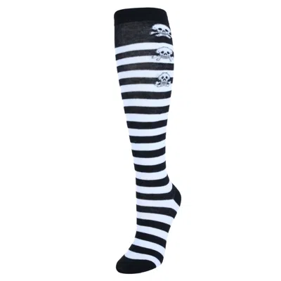 Ctm Women's Gothic Skull Striped Knee-high Socks (1 Pair)
