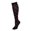 Ctm Women's Heart Print Knee High Socks In Black