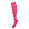 Ctm Women's Heart Print Knee High Socks In Pink