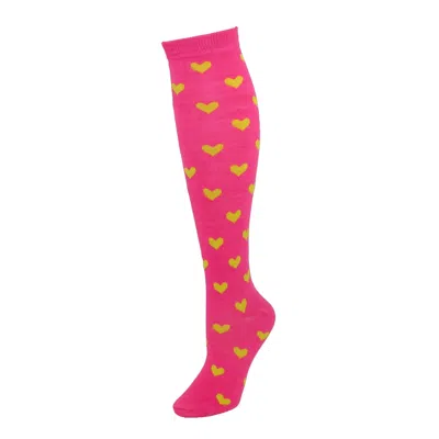 Ctm Women's Heart Print Knee High Socks In Pink