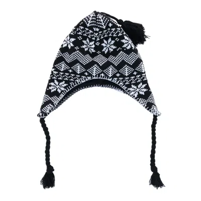Ctm Women's Heavy Knit Winter Pattern Peruvian Hat In Black