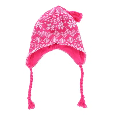 Ctm Women's Heavy Knit Winter Pattern Peruvian Hat In Pink