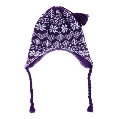 Ctm Women's Heavy Knit Winter Pattern Peruvian Hat In Purple
