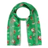 Ctm Women's Holiday Santa And Reindeer Lightweight Satin Scarf In Green