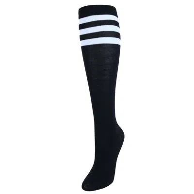 Ctm Women's Julietta Fashion Knee-high Striped Socks (1 Pair) In Black