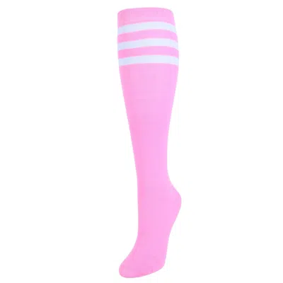 Ctm Women's Julietta Fashion Knee-high Striped Socks (1 Pair) In Pink