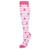 Ctm Women's Knee High Breast Cancer Awareness Striped Socks (1 Pair) In Pink