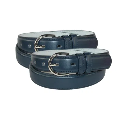 Ctm Women's Leather 1 1/8 Inch Dress Belt (pack Of 2) In Blue