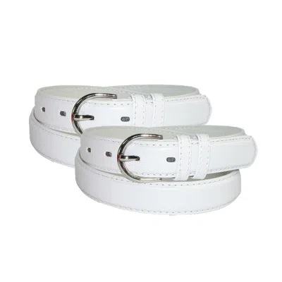 Ctm Women's Leather 1 1/8 Inch Dress Belt (pack Of 2) In White