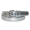Ctm Women's Leather 1 1/8 Inch Metallic Dress Belt In Silver