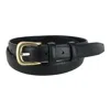 Ctm Women's Leather Adjustable Belt With Statement Buckle In Black