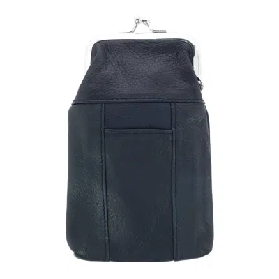 Ctm Women's Leather Cigarette Case With Lighter Pocket In Blue