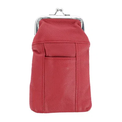Ctm Women's Leather Cigarette Case With Lighter Pocket In Red