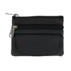 Ctm Women's Leather Coin Purse With Front Pocket In Black