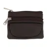 Ctm Women's Leather Coin Purse With Front Pocket In Brown