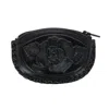Ctm Women's Leather Embossed Coin Purse In Black