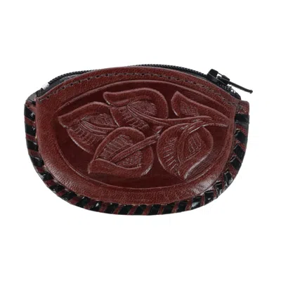 Ctm Women's Leather Embossed Coin Purse In Brown