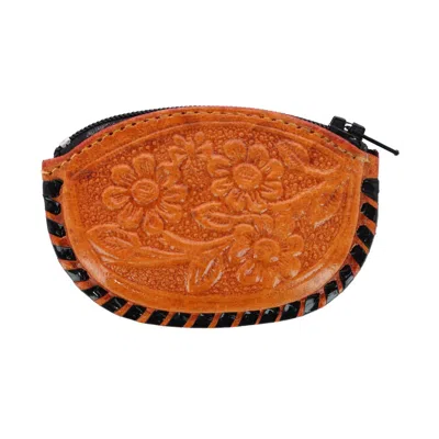 Ctm Women's Leather Embossed Coin Purse In Multi