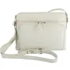 Ctm Women's Leather Shoulder Bag Purse With Side Organizer In Beige