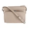 Ctm Women's Leather Shoulder Bag Purse With Side Organizer In Grey