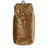 Ctm Women's Mesh Cigarette Case With Lighter Pocket And Kiss Lock Closure In Gold