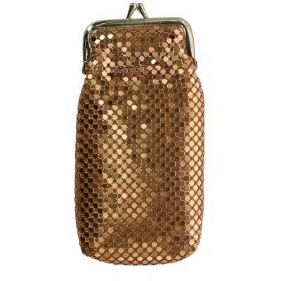 Ctm Women's Mesh Cigarette Case With Lighter Pocket And Kiss Lock Closure In Gold