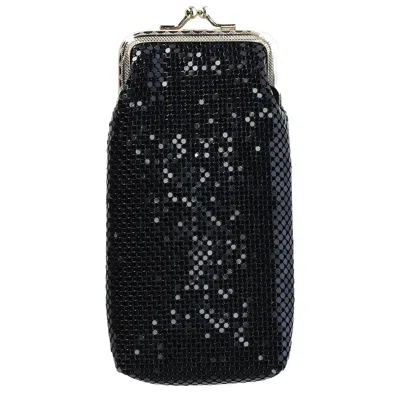 Ctm Women's Mesh Cigarette Or Glasses Case With Kiss Lock Closure In Black