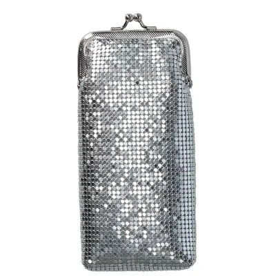 Ctm Women's Mesh Cigarette Or Glasses Case With Kiss Lock Closure In Silver