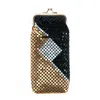 Ctm Women's Mesh Pattern Cigarette Case With Lighter Pocket & Kiss Lock Closure In Gold