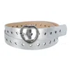 Ctm Women's Metallic Heart Punched Belt With Heart Buckle In Silver