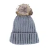 Ctm Women's Metallic Shimmer Winter Knit Lined Beanie With Pom In Grey