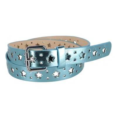 Ctm Women's Metallic Star Notch Belt