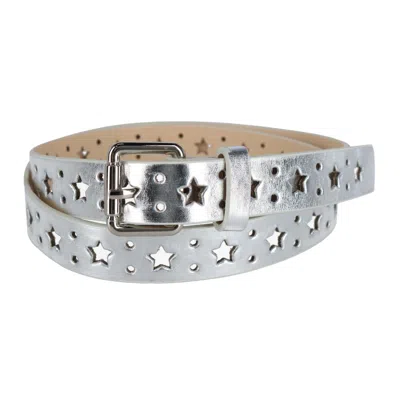 Ctm Women's Metallic Star Notch Belt
