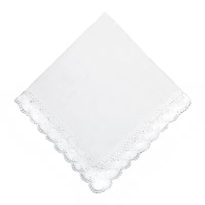 Ctm Women's Nosegay Hand Made Bobbin Lace Linen Handkerchief In White