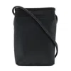 Ctm Women's Pebbled Grain Leather Open Top Mini Crossbody Bag In Black