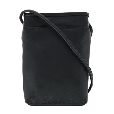 Ctm Women's Pebbled Grain Leather Open Top Mini Crossbody Bag In Black
