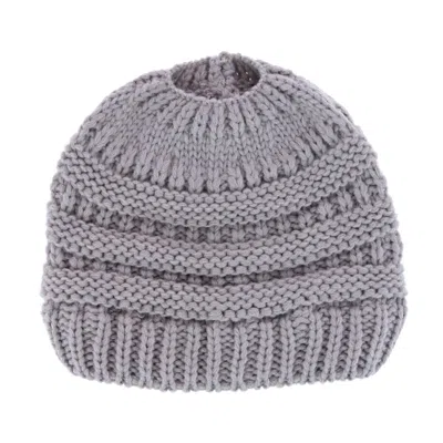 Ctm Women's Ponytail Winter Beanie Knit Hat In Grey