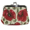 Ctm Women's Poppy Print Tapestry Coin Purse Wallet In Red