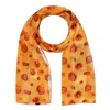 Ctm Women's Pumpkin Jack O Lantern Halloween Lightweight Satin Scarf In Gold