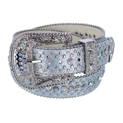 Ctm Women's Rhinestone Glitter Bling Belt In Silver