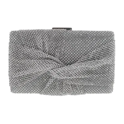 Ctm Women's Rhinestone Studded Box Clutch Handbag In Silver