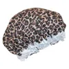 Ctm Women's Satin Leopard Hair Roller Sleep Cap Cover In Multi