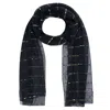 Ctm Women's Sheer Sparkling Metallic Stripe Lightweight Scarf In Black