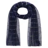 Ctm Women's Sheer Sparkling Metallic Stripe Lightweight Scarf In Blue