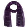 Ctm Women's Sheer Sparkling Metallic Stripe Lightweight Scarf In Purple