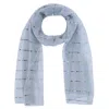 Ctm Women's Sheer Sparkling Metallic Stripe Lightweight Scarf In Silver