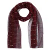 Ctm Women's Sheer Sparkling Metallic Stripe Lightweight Scarf In White